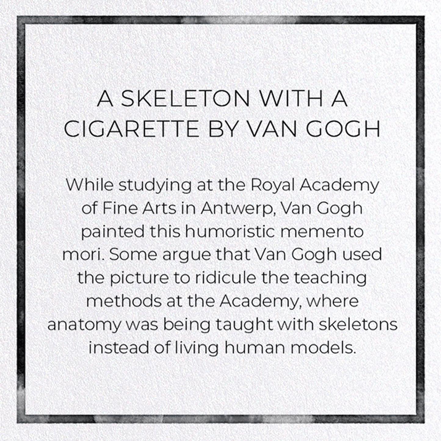 A SKELETON WITH A CIGARETTE BY VAN GOGH: Painting Greeting Card