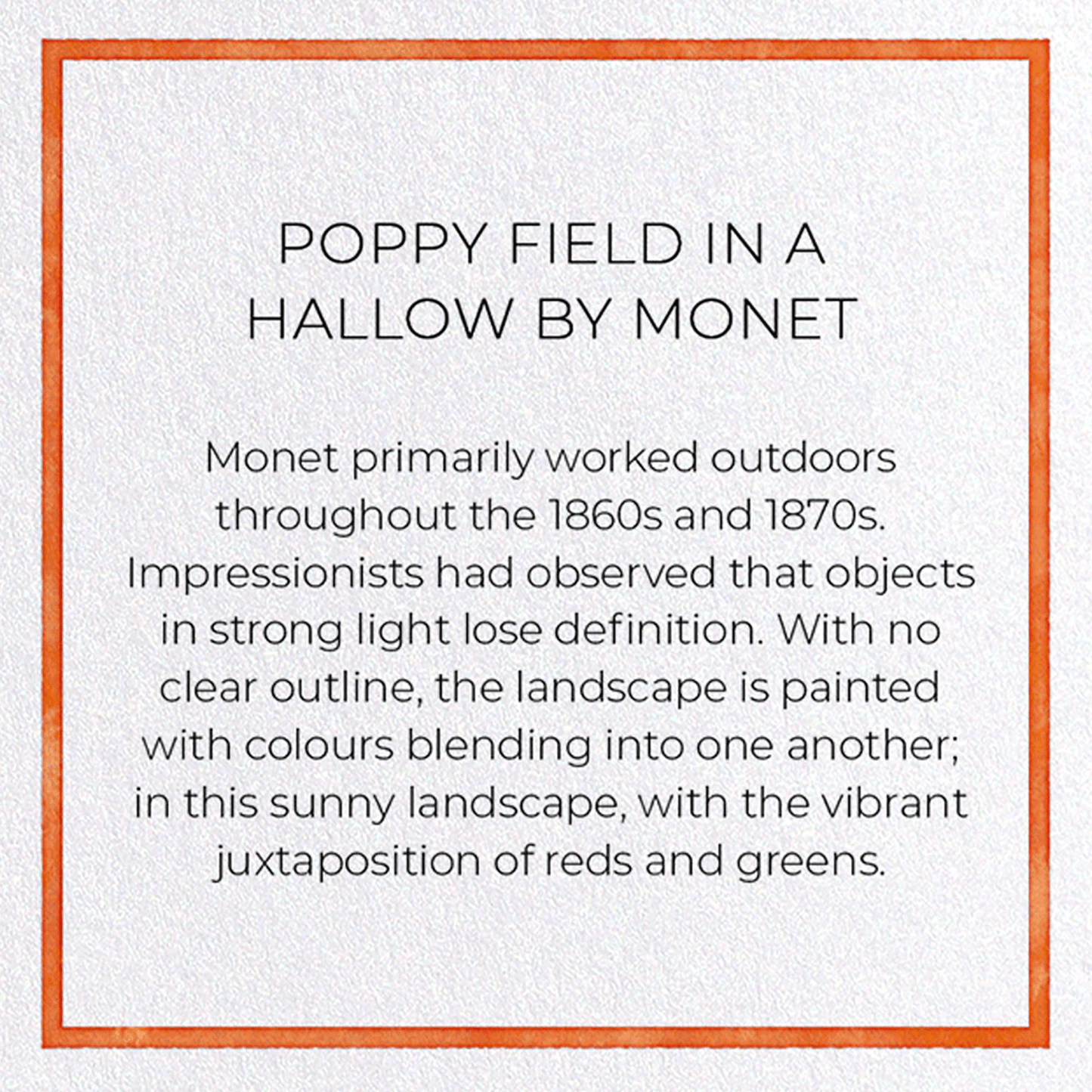 POPPY FIELD IN A HALLOW BY MONET: Painting Greeting Card