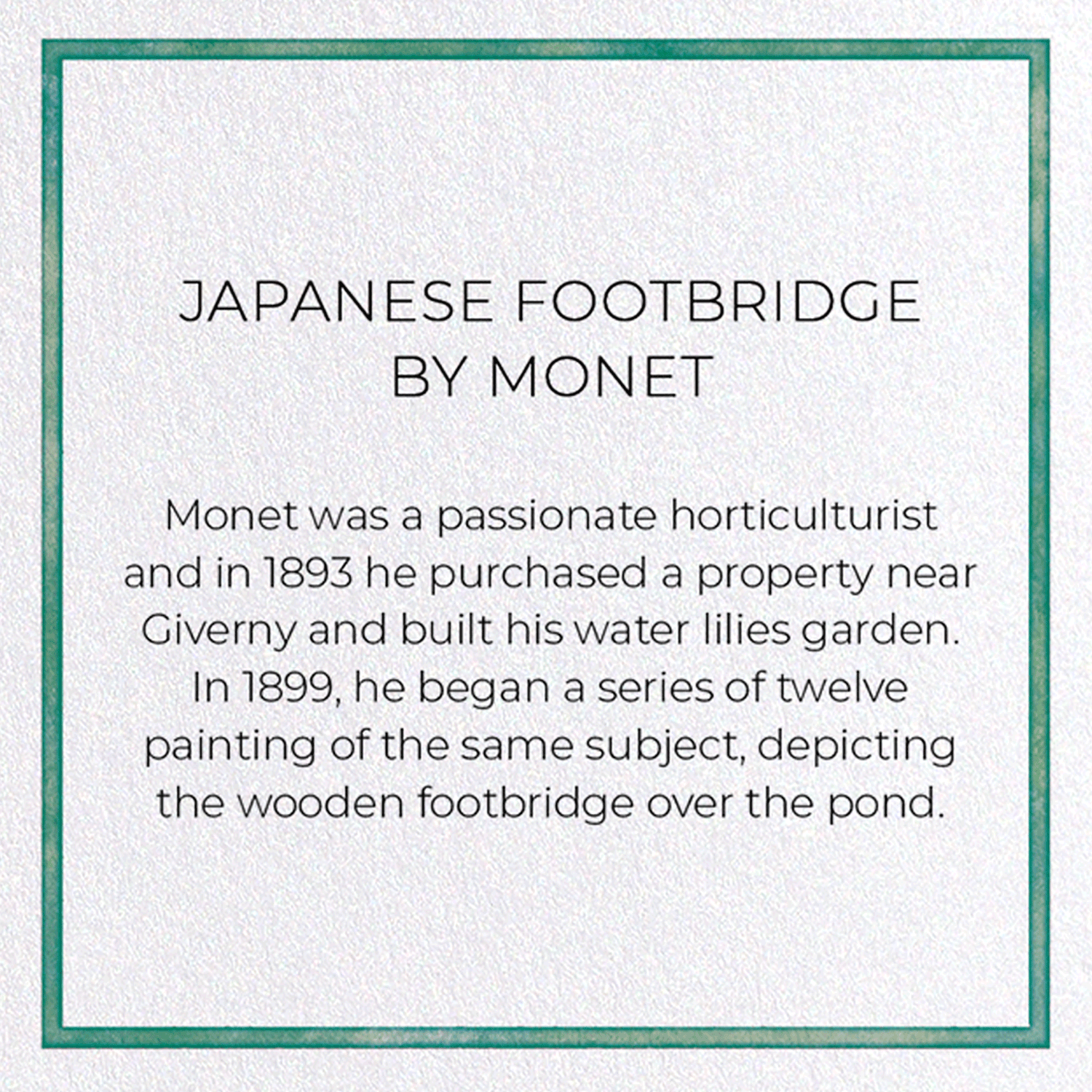 JAPANESE FOOTBRIDGE BY MONET: Painting Greeting Card