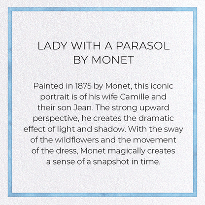 LADY WITH A PARASOL BY MONET: Painting Greeting Card