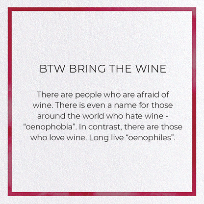 BTW BRING THE WINE: Watercolour Greeting Card