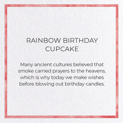 RAINBOW BIRTHDAY CUPCAKE: Watercolour Greeting Card