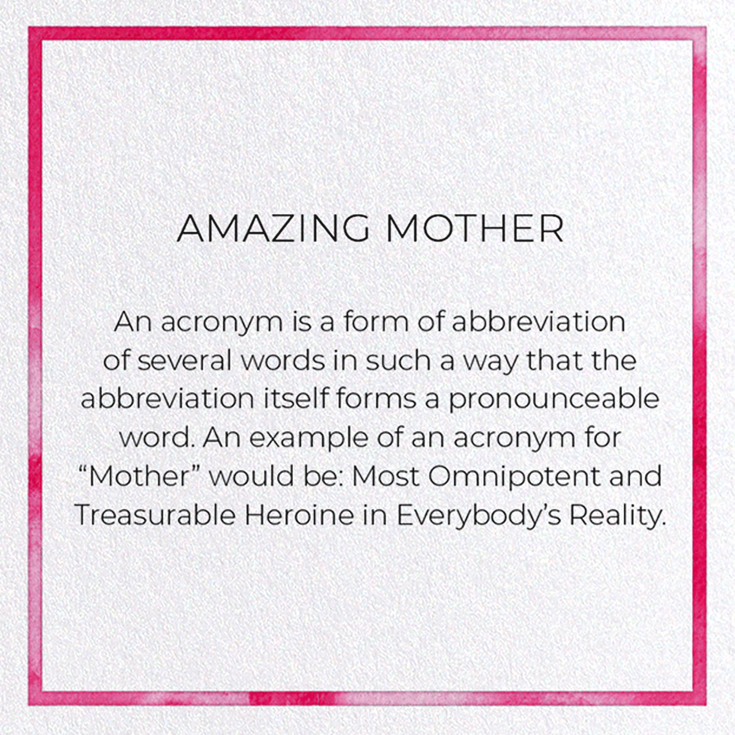 AMAZING MOTHER: Watercolour Greeting Card