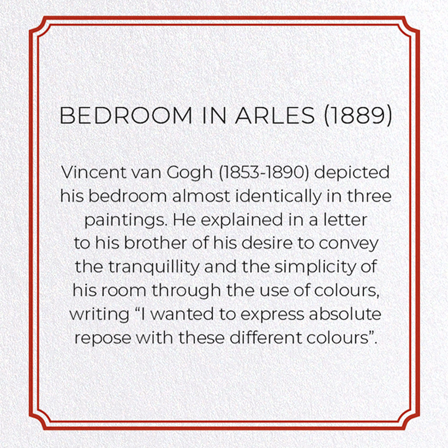 BEDROOM IN ARLES (1889): Painting Greeting Card
