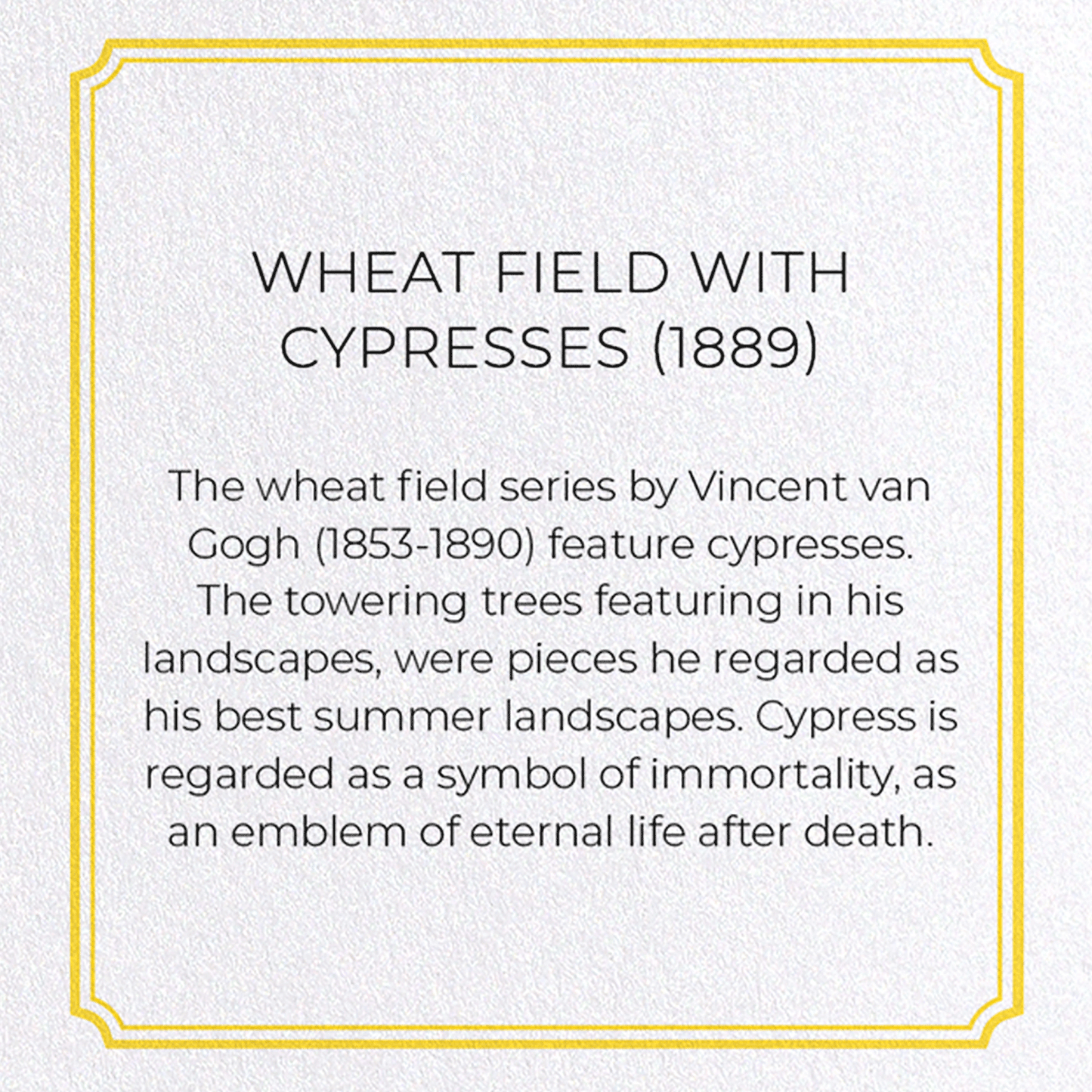 WHEAT FIELD WITH CYPRESSES (1889): Painting Greeting Card