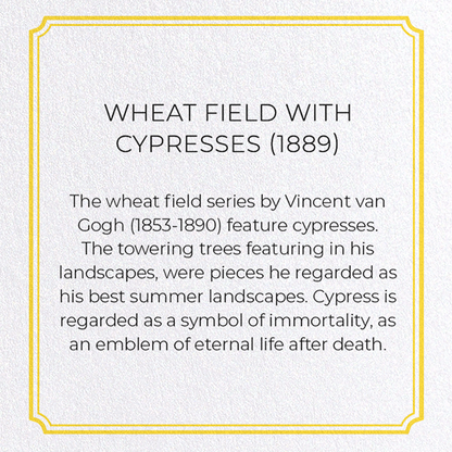 WHEAT FIELD WITH CYPRESSES (1889): Painting Greeting Card