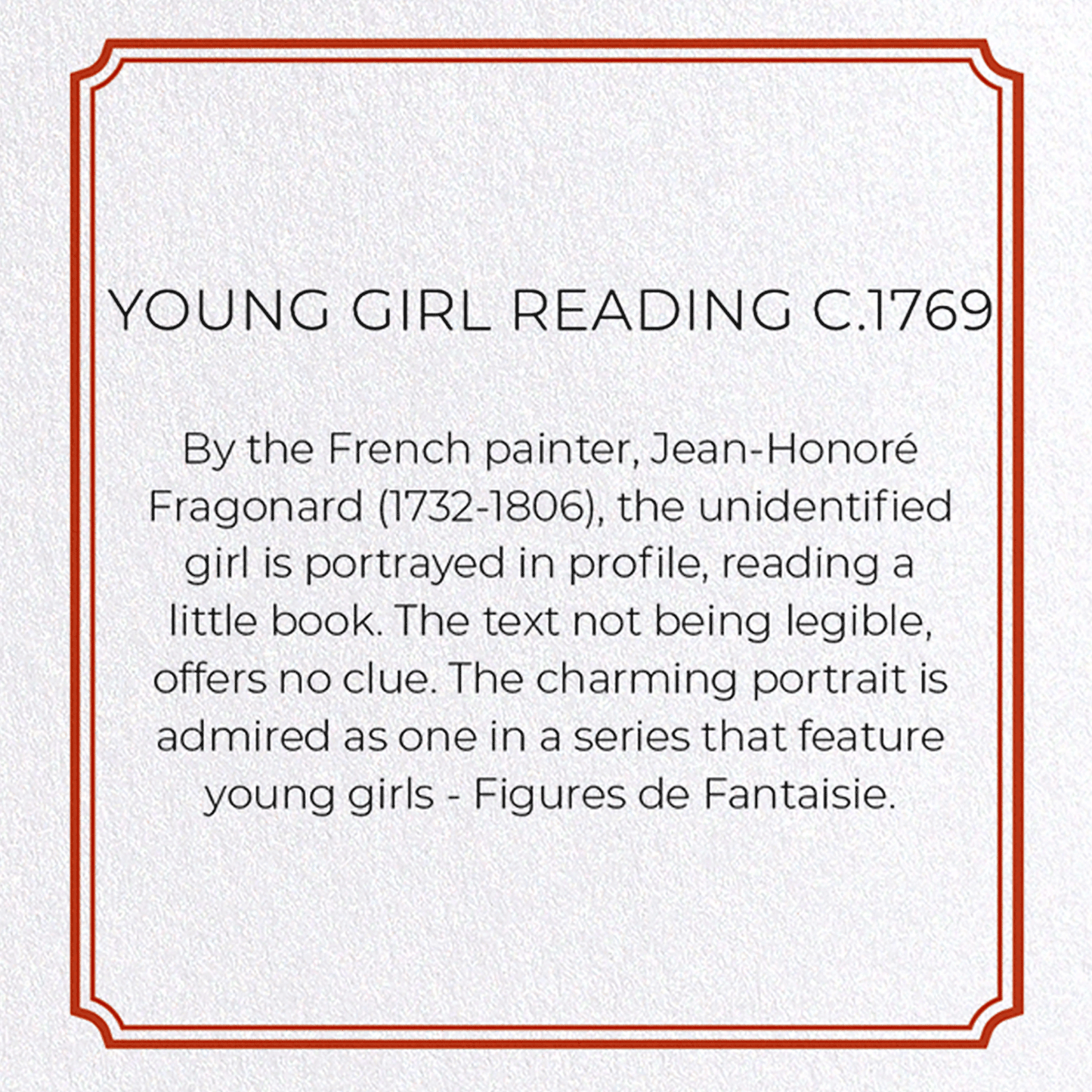 YOUNG GIRL READING C.1769: Painting Greeting Card