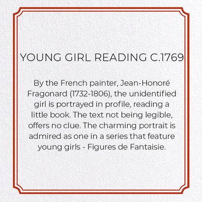 YOUNG GIRL READING C.1769: Painting Greeting Card