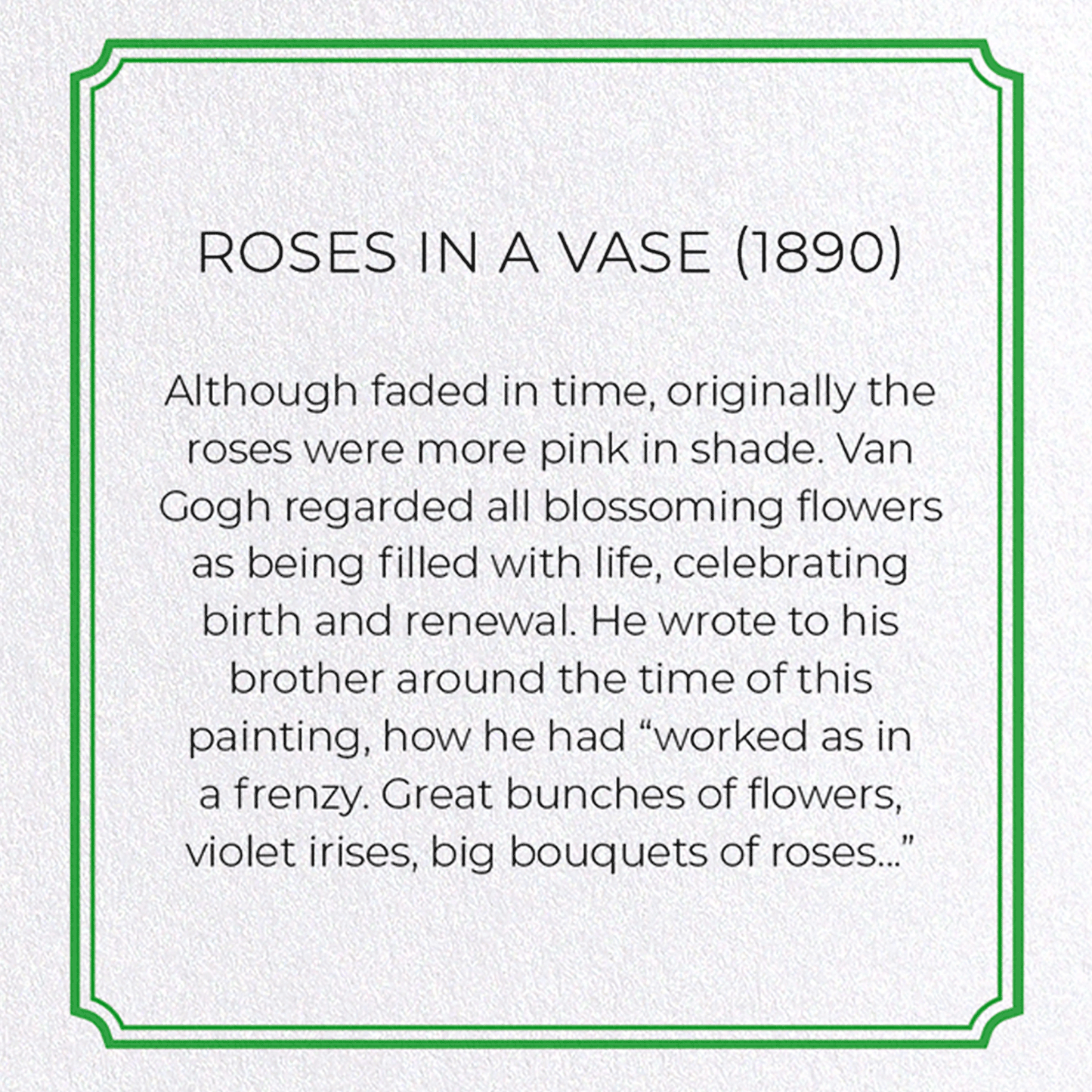 ROSES IN A VASE (1890): Painting Greeting Card