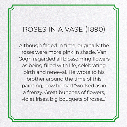 ROSES IN A VASE (1890): Painting Greeting Card