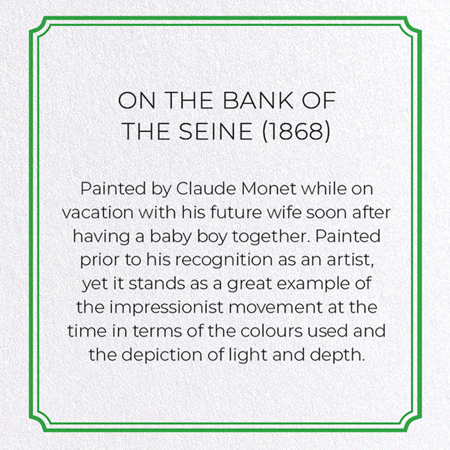 ON THE BANK OF THE SEINE (1868): Painting Greeting Card