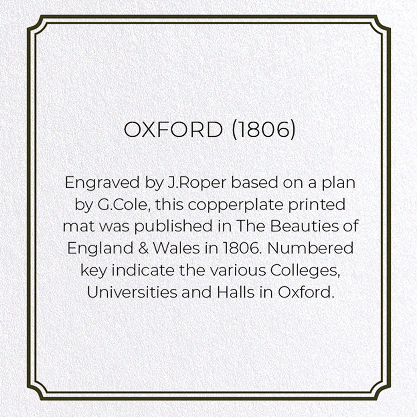 OXFORD (1806): Antique Map Greeting Card