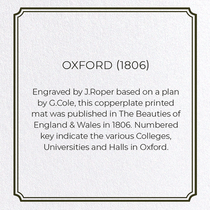 OXFORD (1806): Antique Map Greeting Card