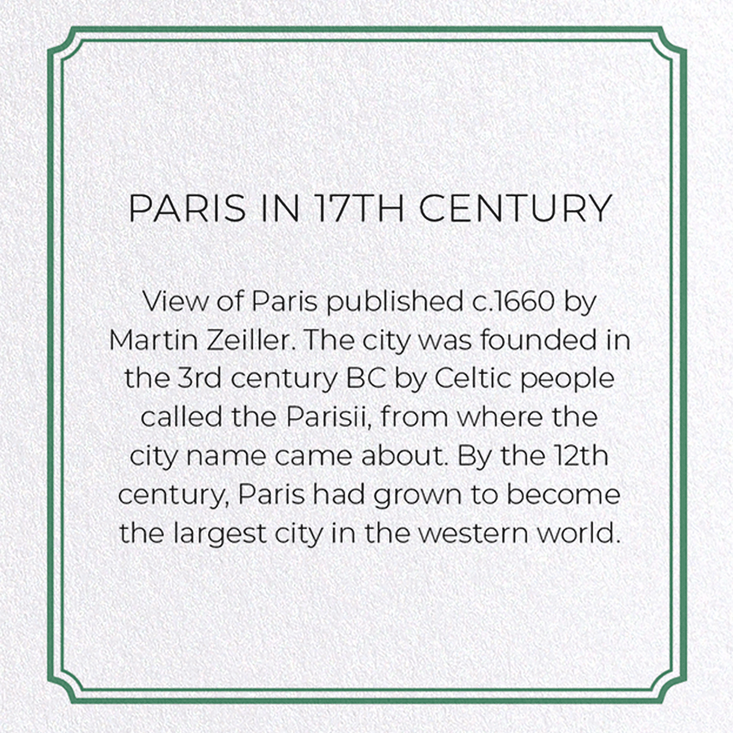 PARIS IN 17TH CENTURY: Antique Map Greeting Card