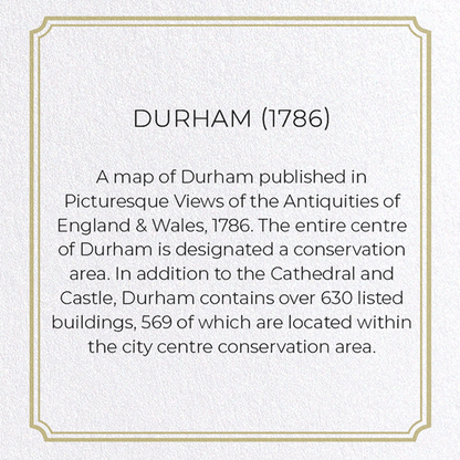DURHAM (1786): Antique Map Greeting Card