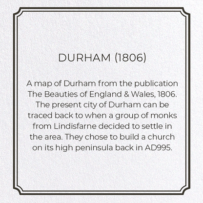 DURHAM (1806): Antique Map Greeting Card