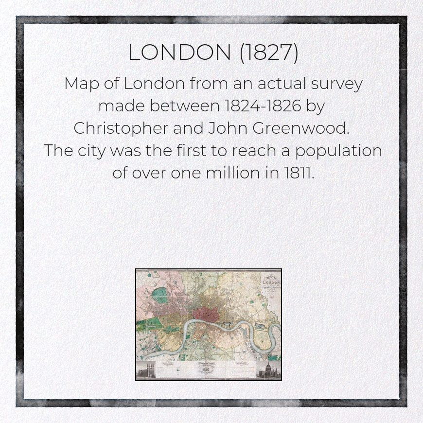 LONDON (1827): Antique Map Greeting Card