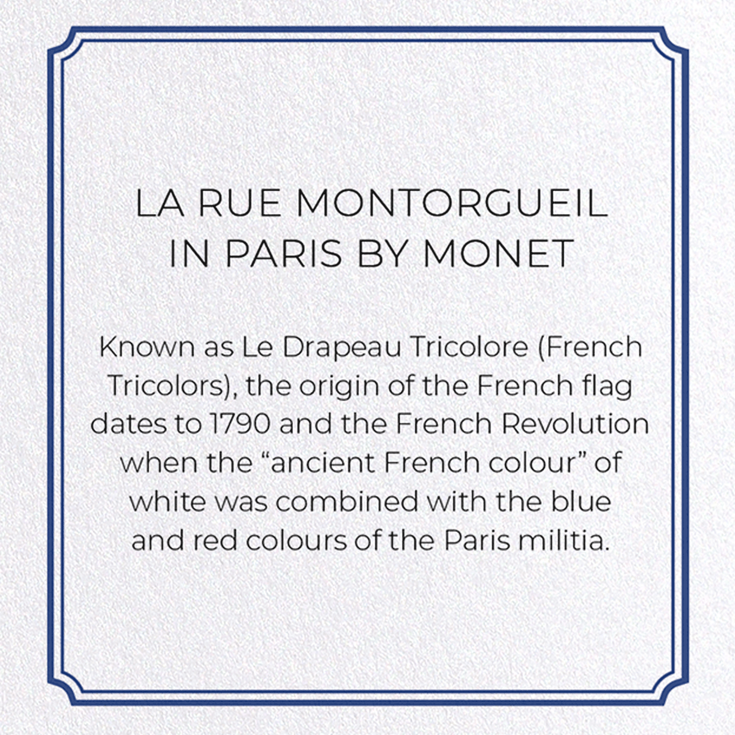 LA RUE MONTORGUEIL IN PARIS BY MONET: Painting Greeting Card