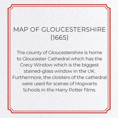 MAP OF GLOUCESTERSHIRE (1665): Antique Map Greeting Card