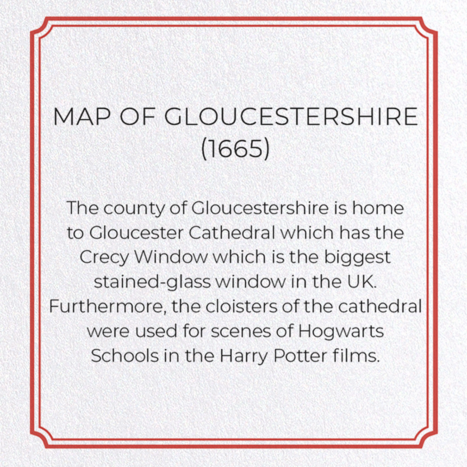 MAP OF GLOUCESTERSHIRE (1665): Antique Map Greeting Card