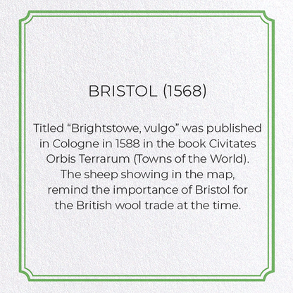 BRISTOL (1568): Antique Map Greeting Card