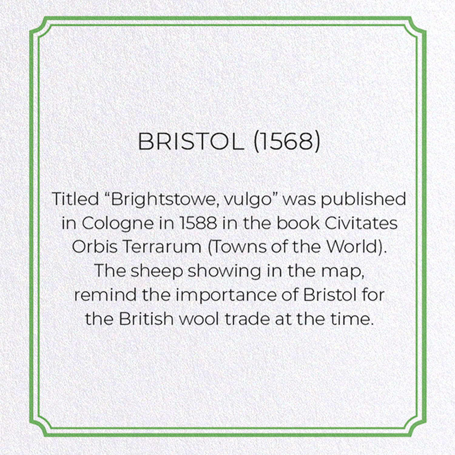 BRISTOL (1568): Antique Map Greeting Card