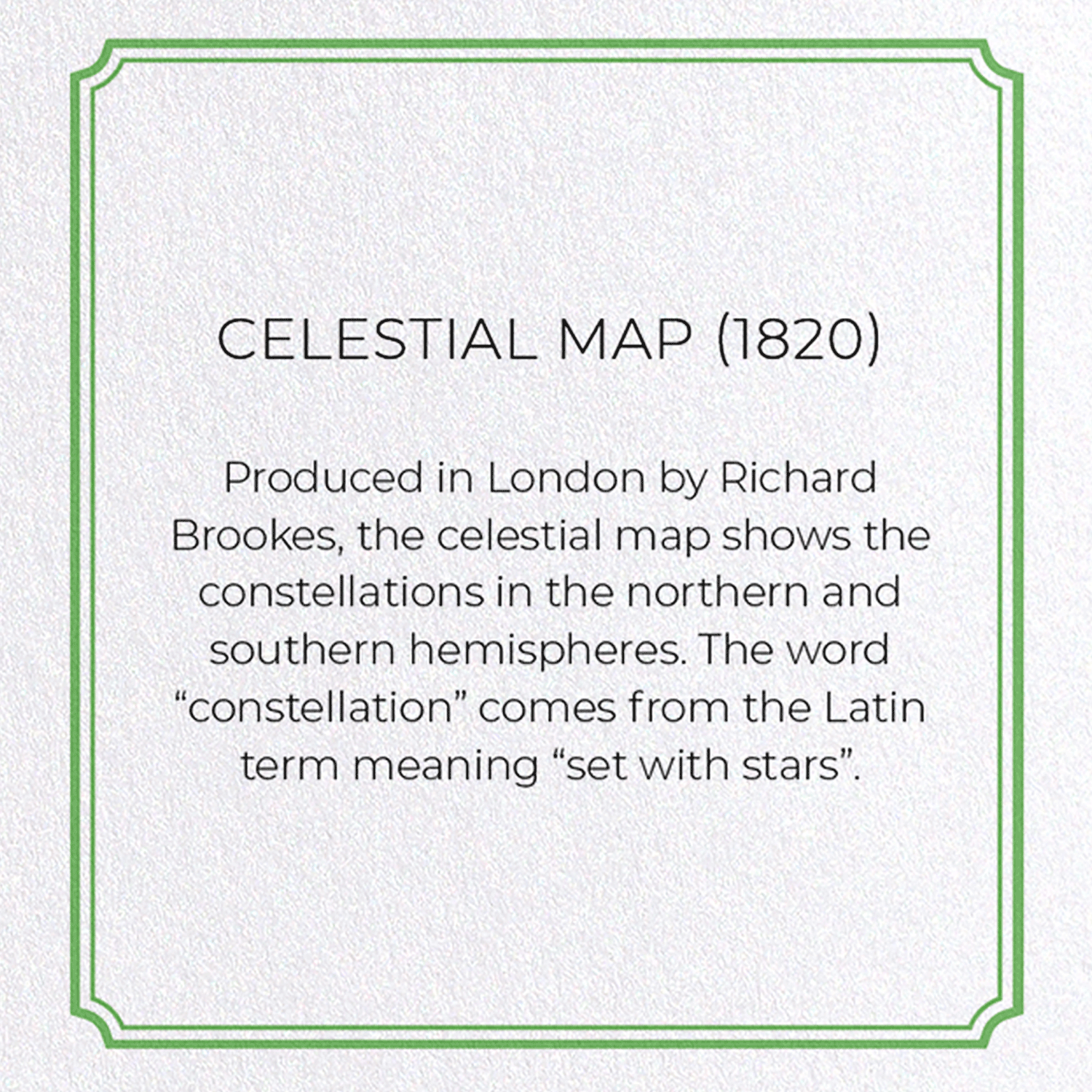 CELESTIAL MAP (1820): Antique Map Greeting Card