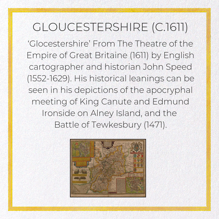 GLOUCESTERSHIRE (C.1611): Antique Map Greeting Card