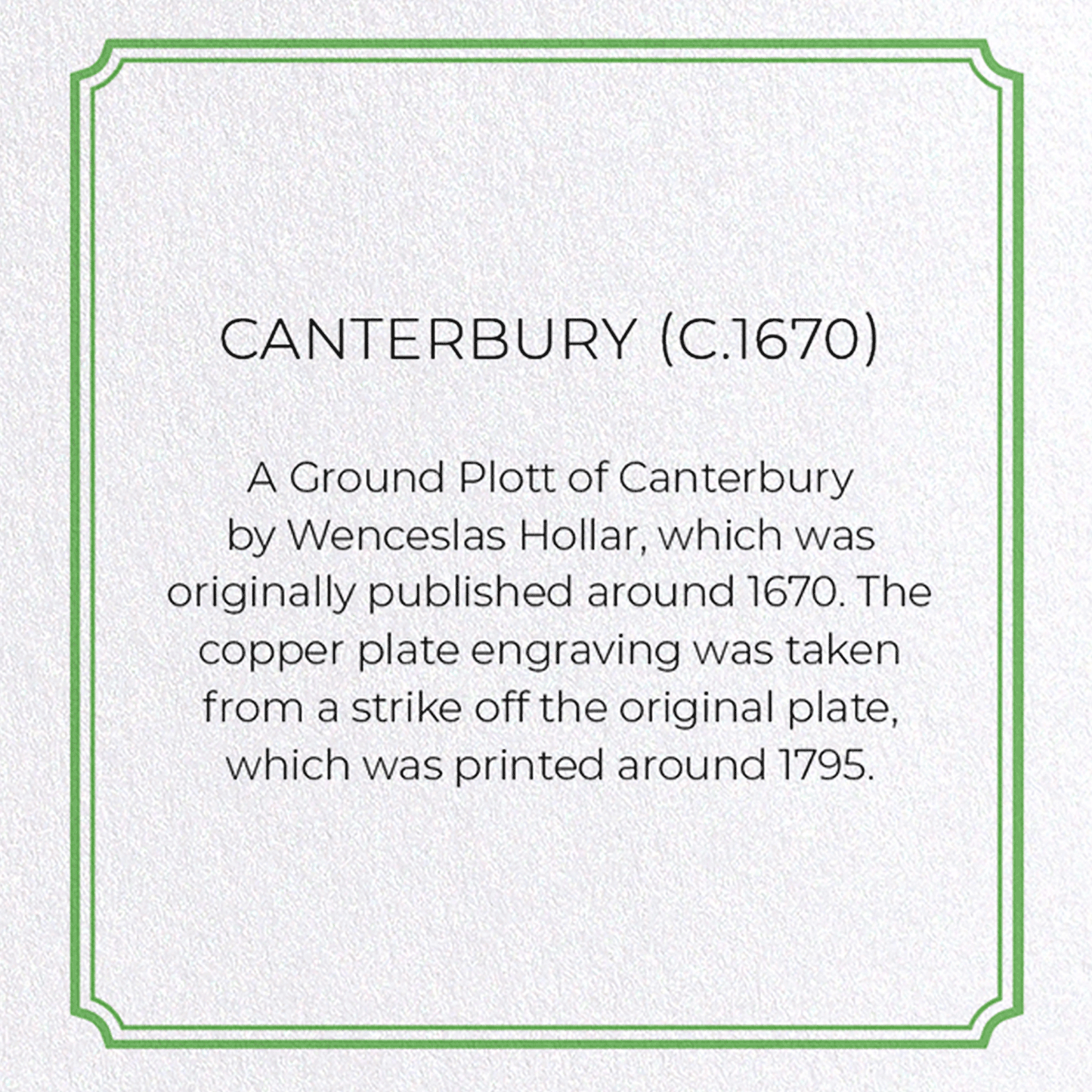 CANTERBURY (C.1670): Antique Map Greeting Card