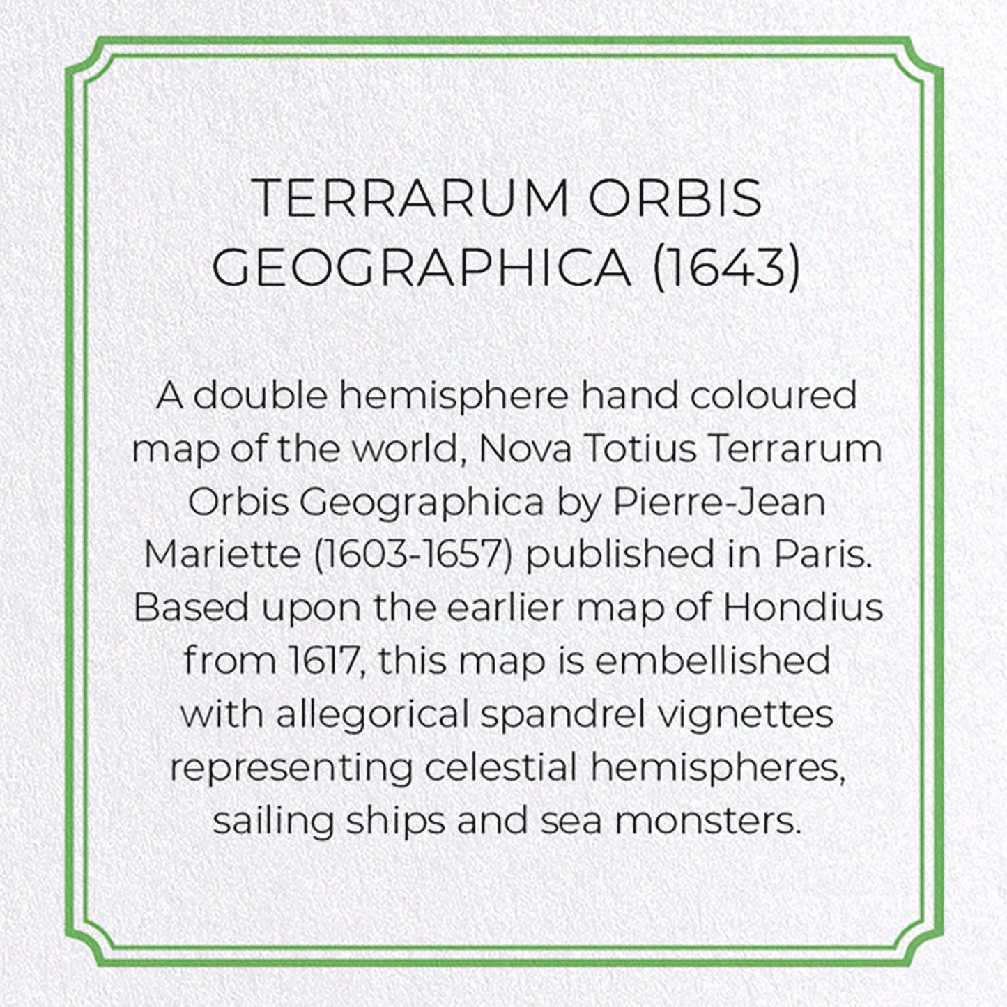 TERRARUM ORBIS GEOGRAPHICA (1643): Antique Map Greeting Card