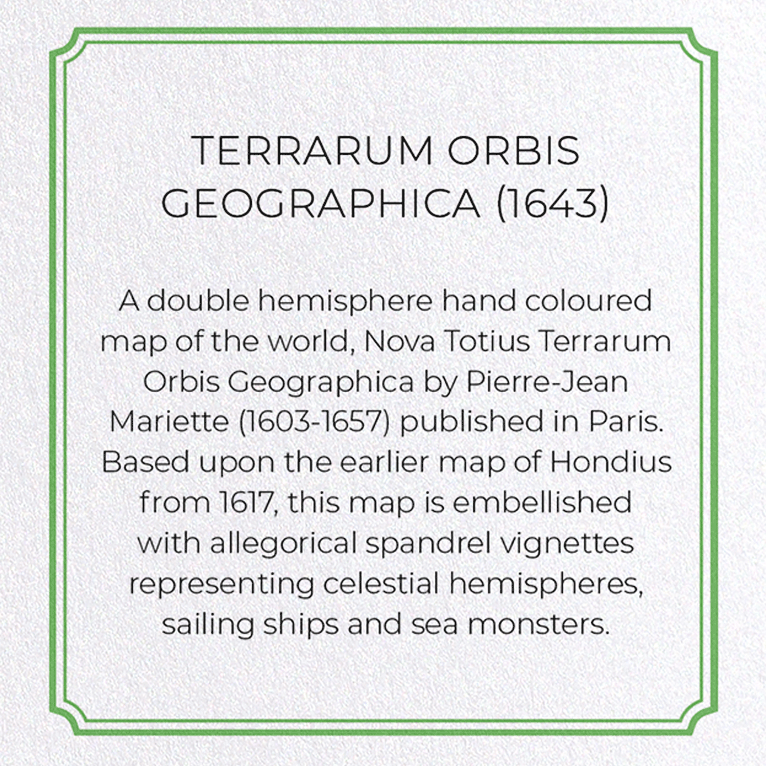 TERRARUM ORBIS GEOGRAPHICA (1643): Antique Map Greeting Card