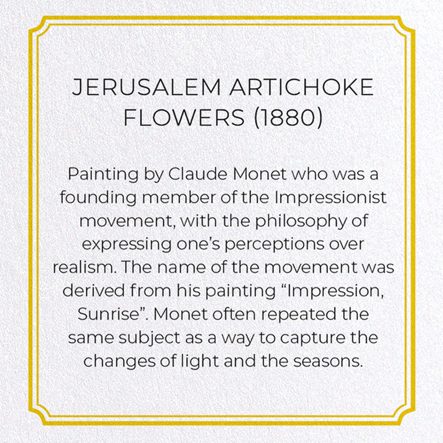 JERUSALEM ARTICHOKE FLOWERS (1880): Painting Greeting Card