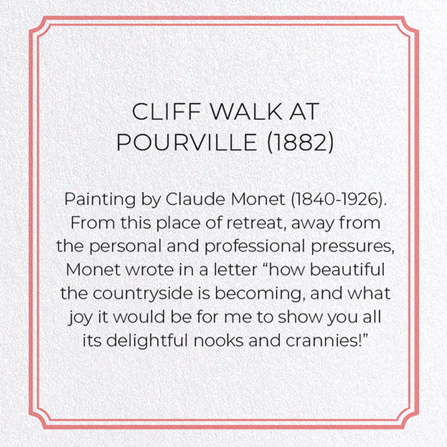 CLIFF WALK AT POURVILLE (1882): Painting Greeting Card
