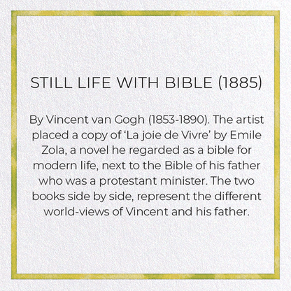 STILL LIFE WITH BIBLE (1885): Painting Greeting Card