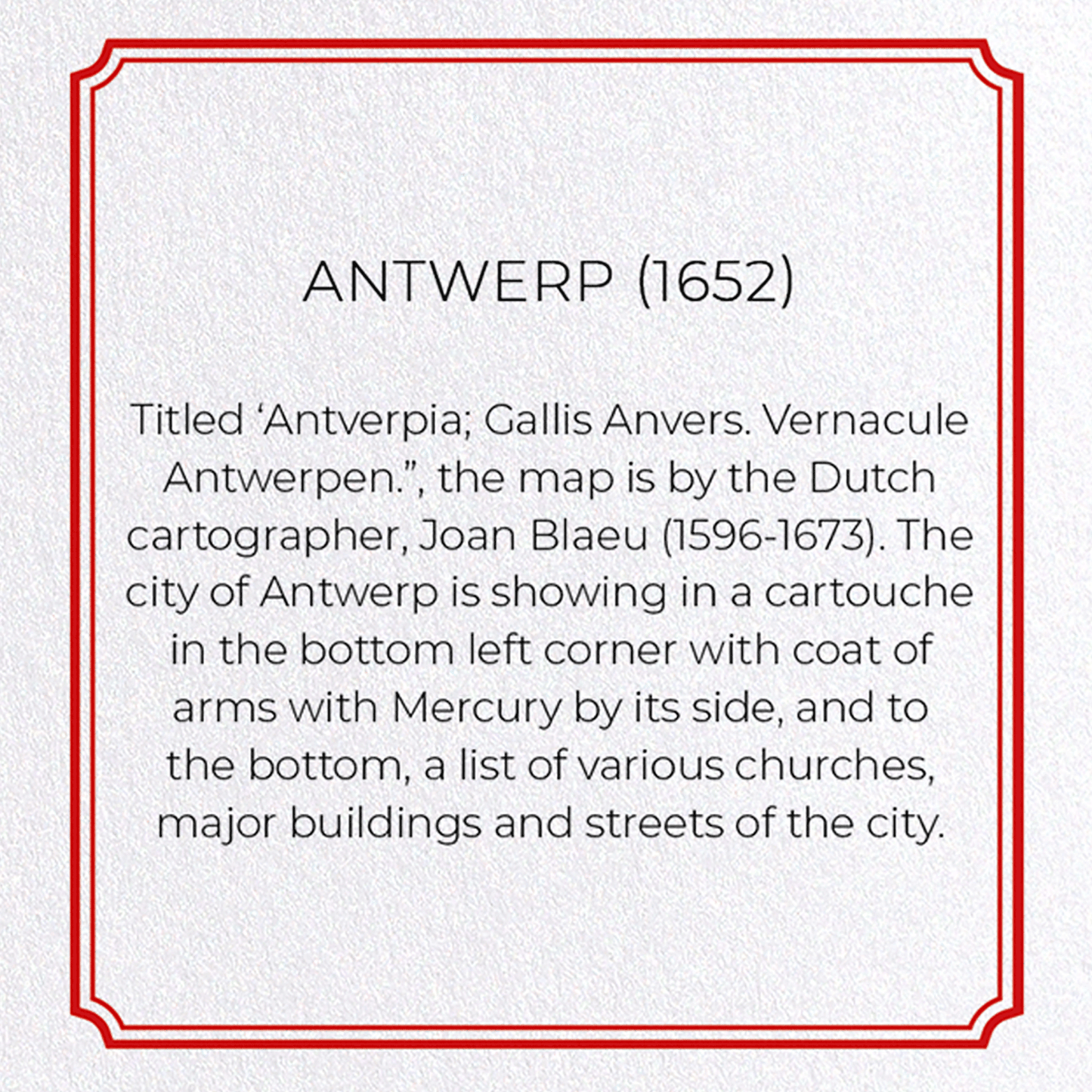 ANTWERP (1652): Antique Map Greeting Card