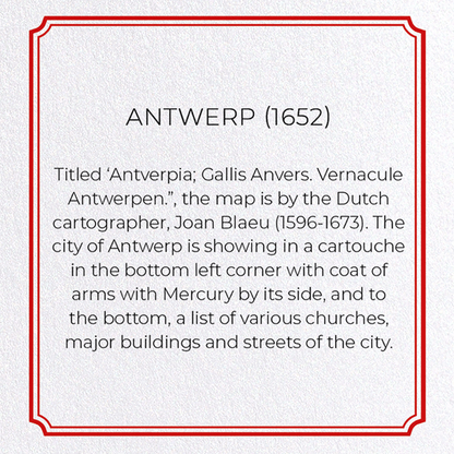 ANTWERP (1652): Antique Map Greeting Card