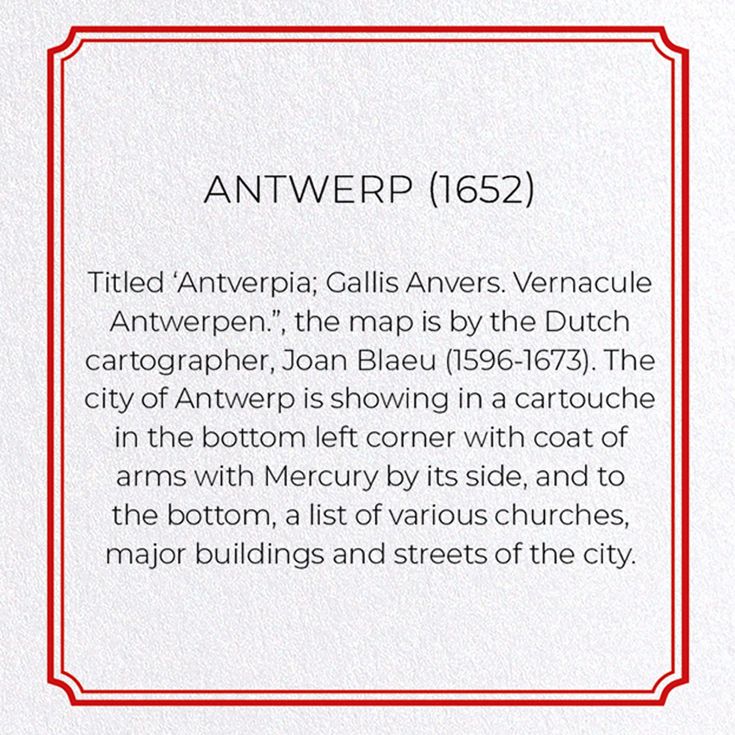 ANTWERP (1652): Antique Map Greeting Card