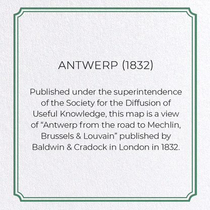 ANTWERP (1832): Antique Map Greeting Card