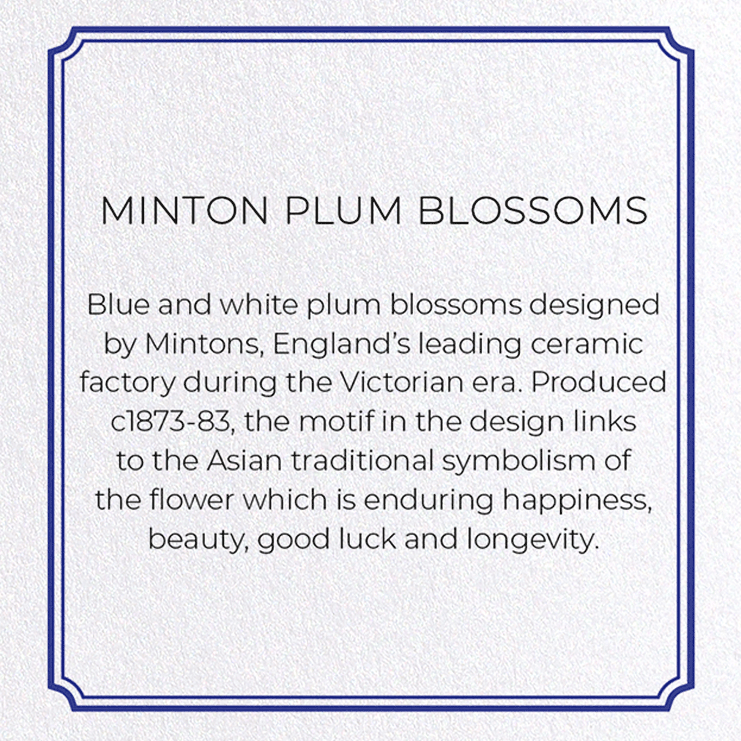 MINTON PLUM BLOSSOMS: Pattern Greeting Card