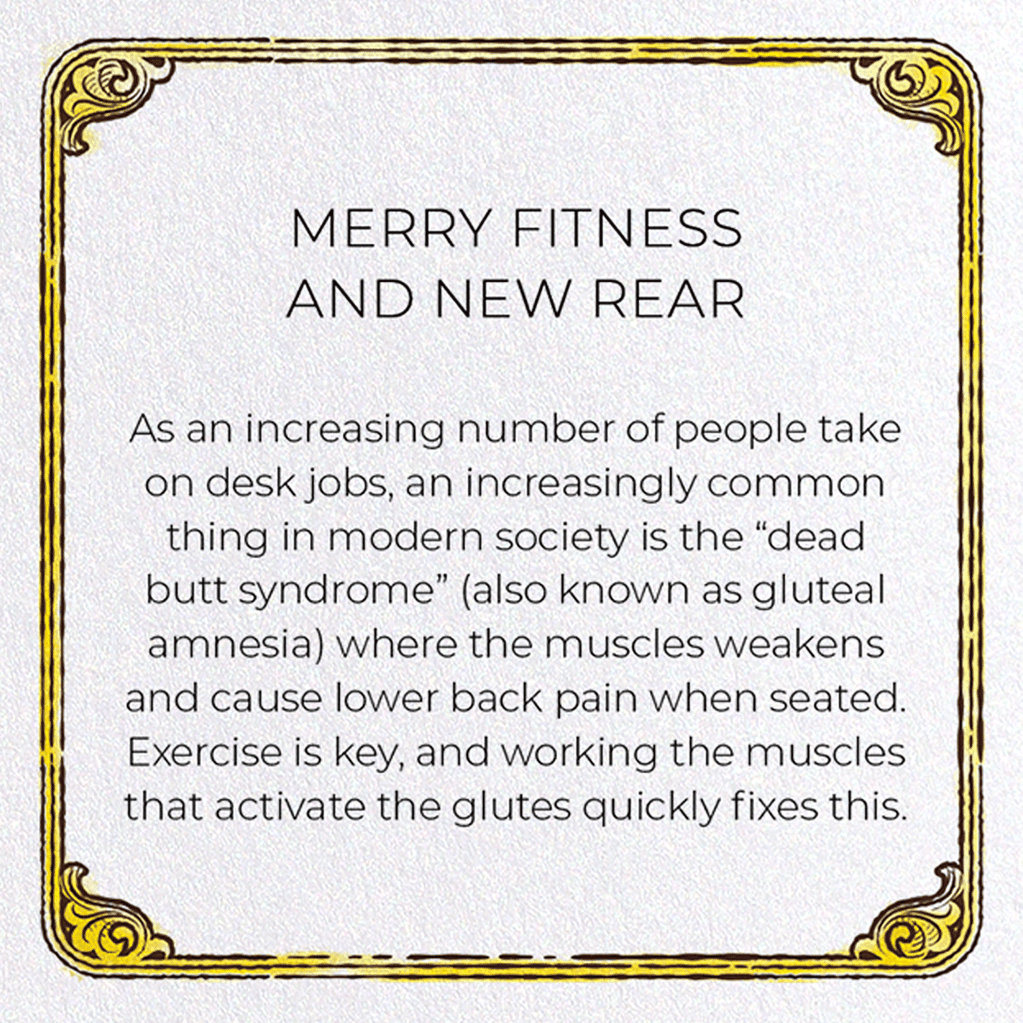 MERRY FITNESS AND NEW REAR: Victorian Greeting Card