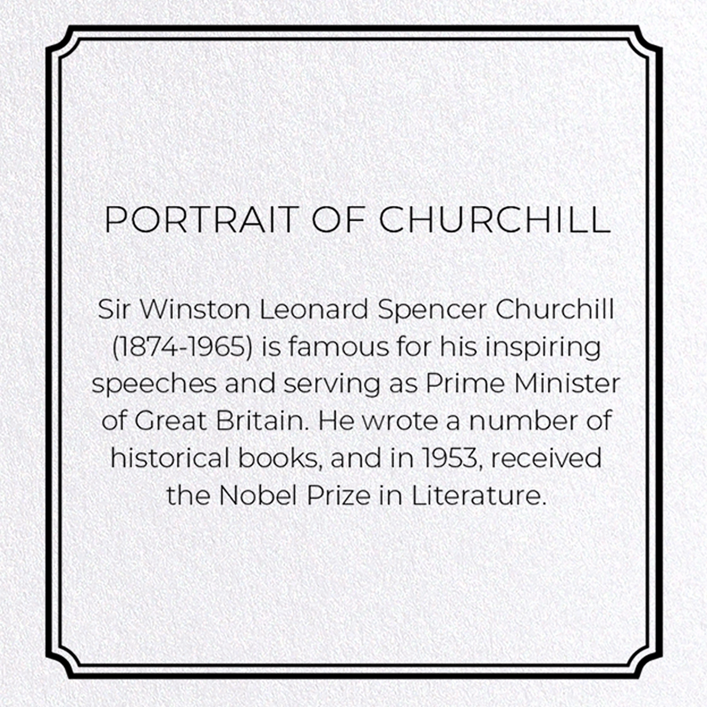 PORTRAIT OF CHURCHILL: Charcoal Greeting Card