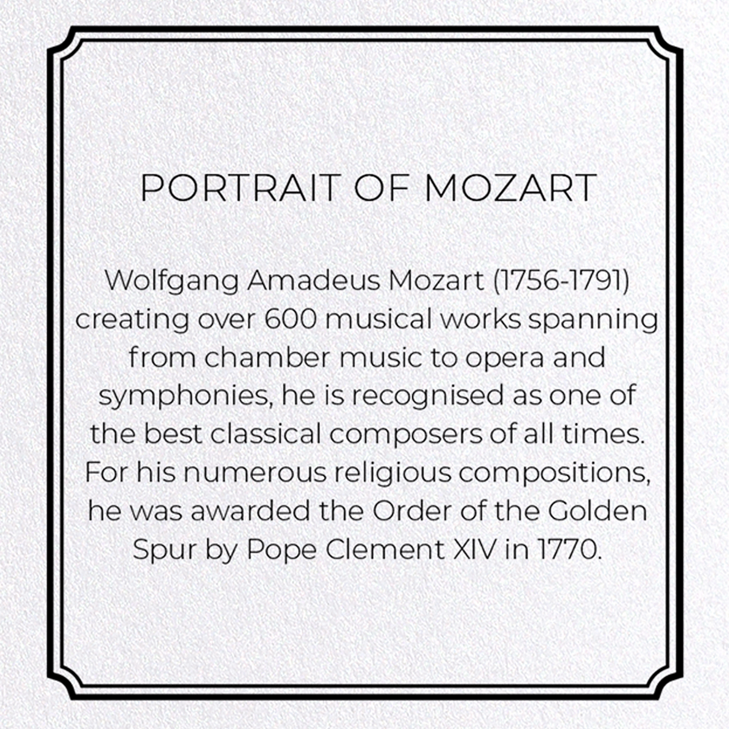 PORTRAIT OF MOZART: Charcoal Greeting Card