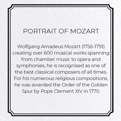 PORTRAIT OF MOZART: Charcoal Greeting Card