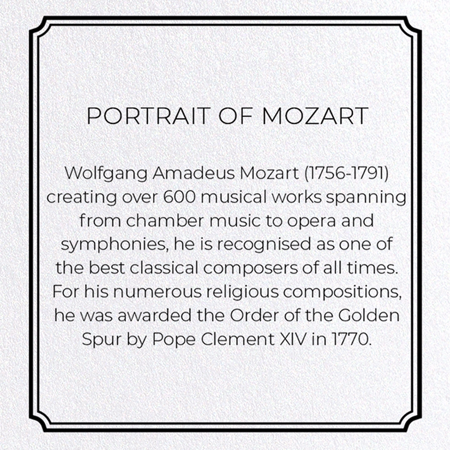 PORTRAIT OF MOZART: Charcoal Greeting Card