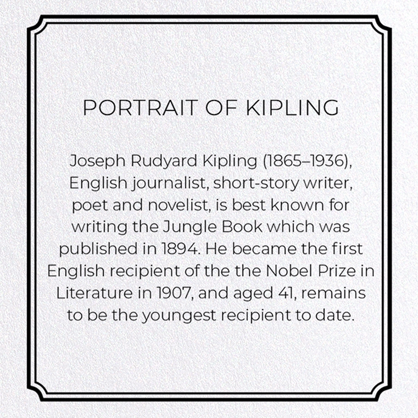 PORTRAIT OF KIPLING: Charcoal Greeting Card