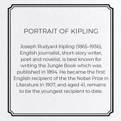 PORTRAIT OF KIPLING: Charcoal Greeting Card