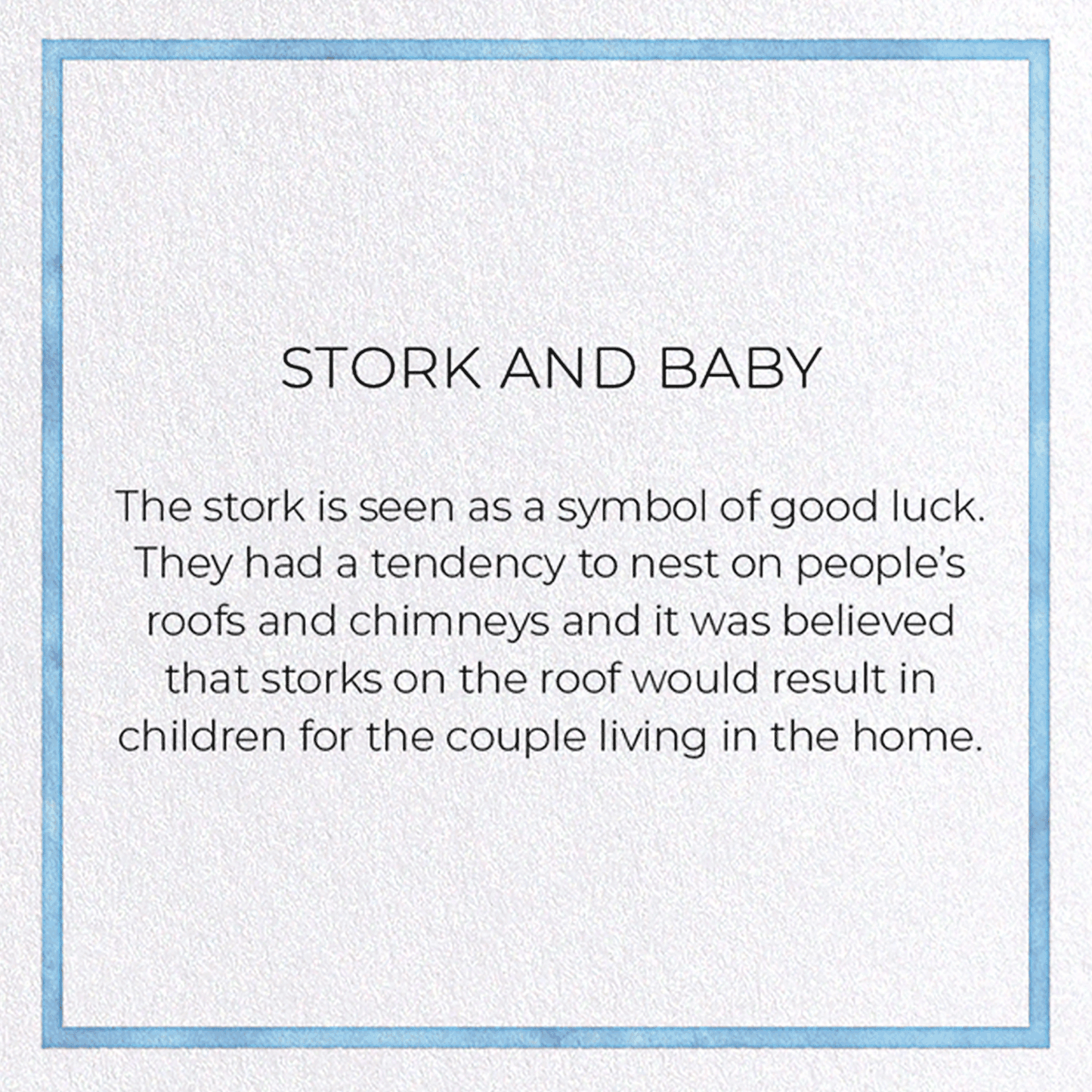 STORK AND BABY: Watercolour Greeting Card