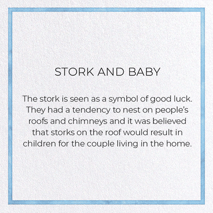 STORK AND BABY: Watercolour Greeting Card