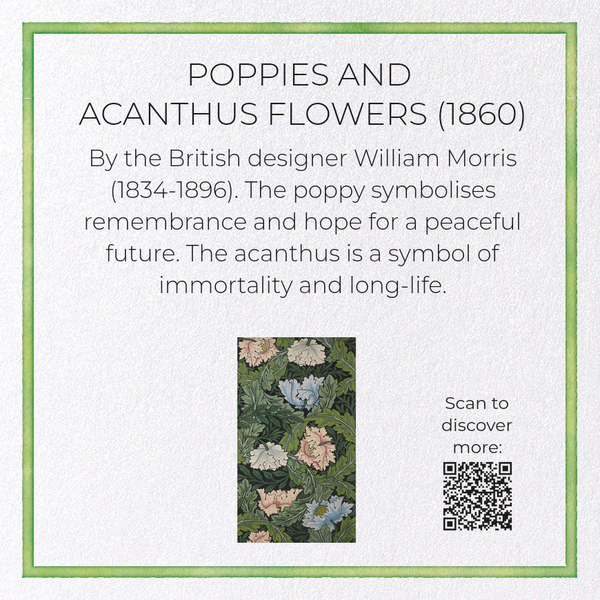 POPPIES AND ACANTHUS FLOWERS (1860): Pattern Greeting Card
