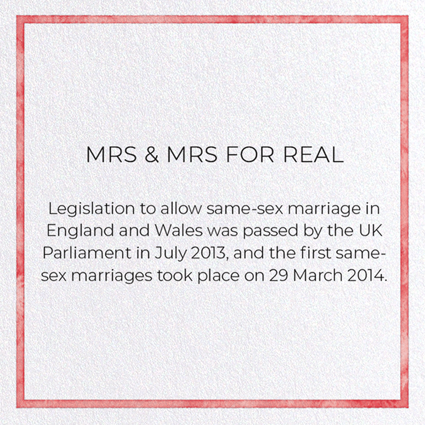 MRS & MRS FOR REAL: Watercolour Greeting Card